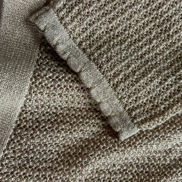 NWT Talbots Women's GOLD LUREX OPEN STITCH SCALLOP SHRUG Size Medium - Picture 6 of 10